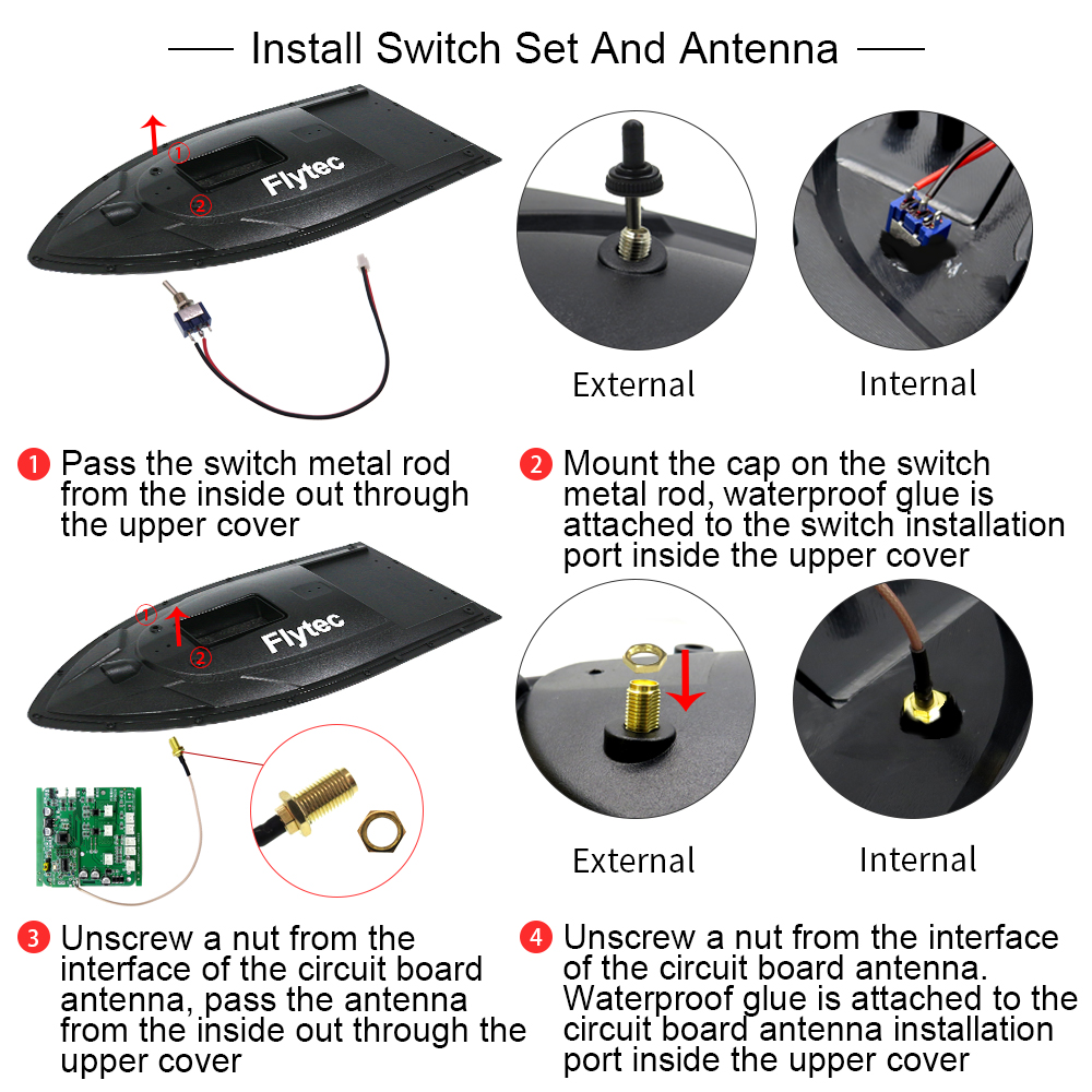 Flytec 2011-5 500M Fish Finder RC Fishing Bait Boat DIY Assembly Repair ...